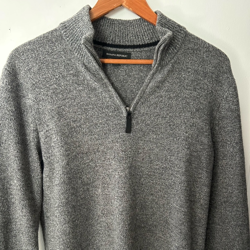 1/4 Zip Grey Merino Wool Sweater